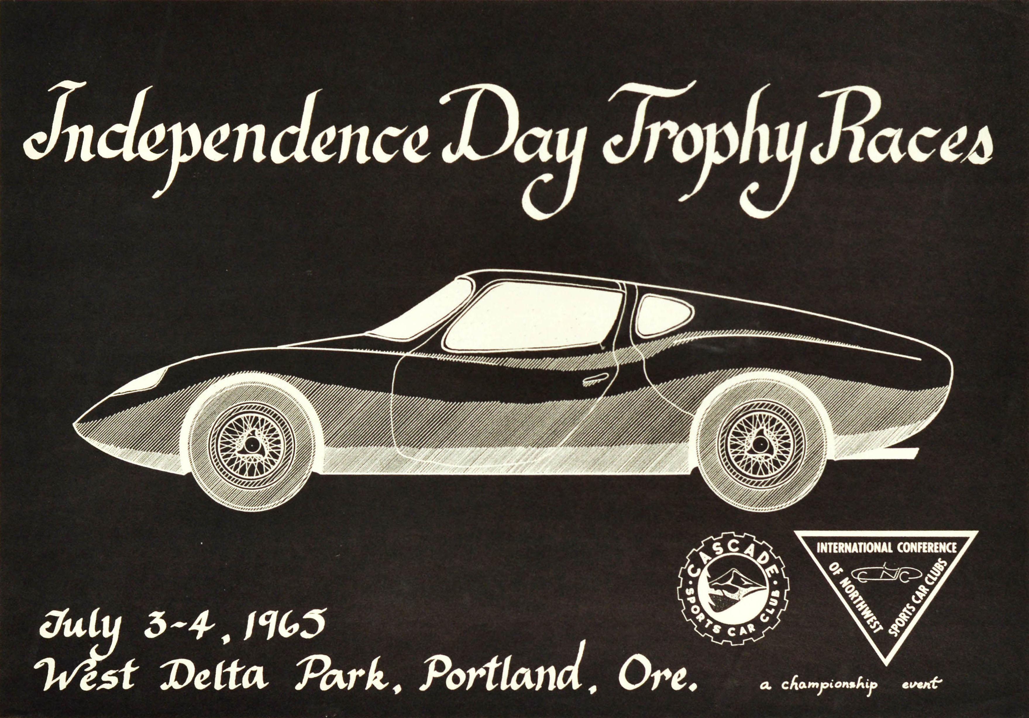 Unknown Print - Original Vintage Racing Poster Independence Day Trophy Races Sports Car Club Art