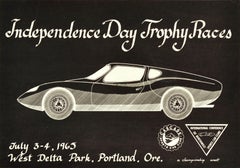 Original Vintage Racing Poster Independence Day Trophy Races Sports Car Club Art