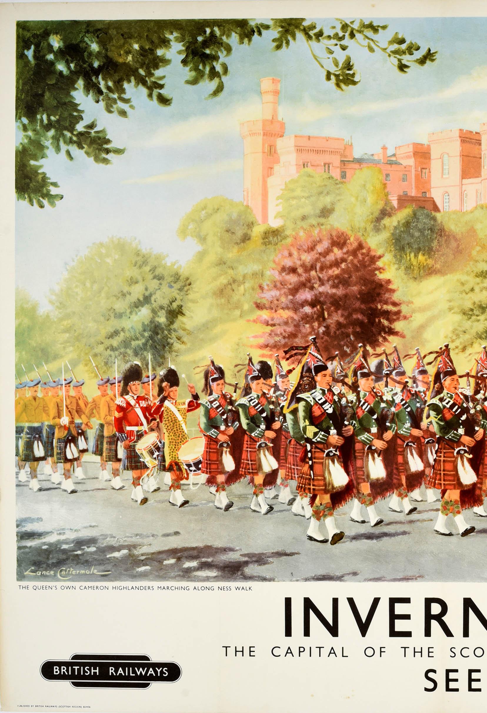 Original Vintage Rail Travel Poster Inverness Scotland British Railways Highland - Beige Print by Unknown