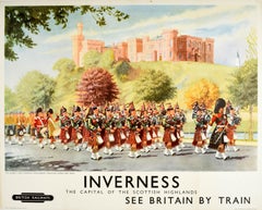 Original Vintage-Reiseplakat, Eisenbahn, Inverness, Schottland, Britische Eisenbahnen, Highland