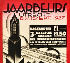 Original Vintage Rail Travel Poster Jaarbeurs Utrecht Fair De Inktpot Inkwell
