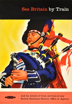 Original Used Railway Travel Advertising Poster See Britain By Train Scotland