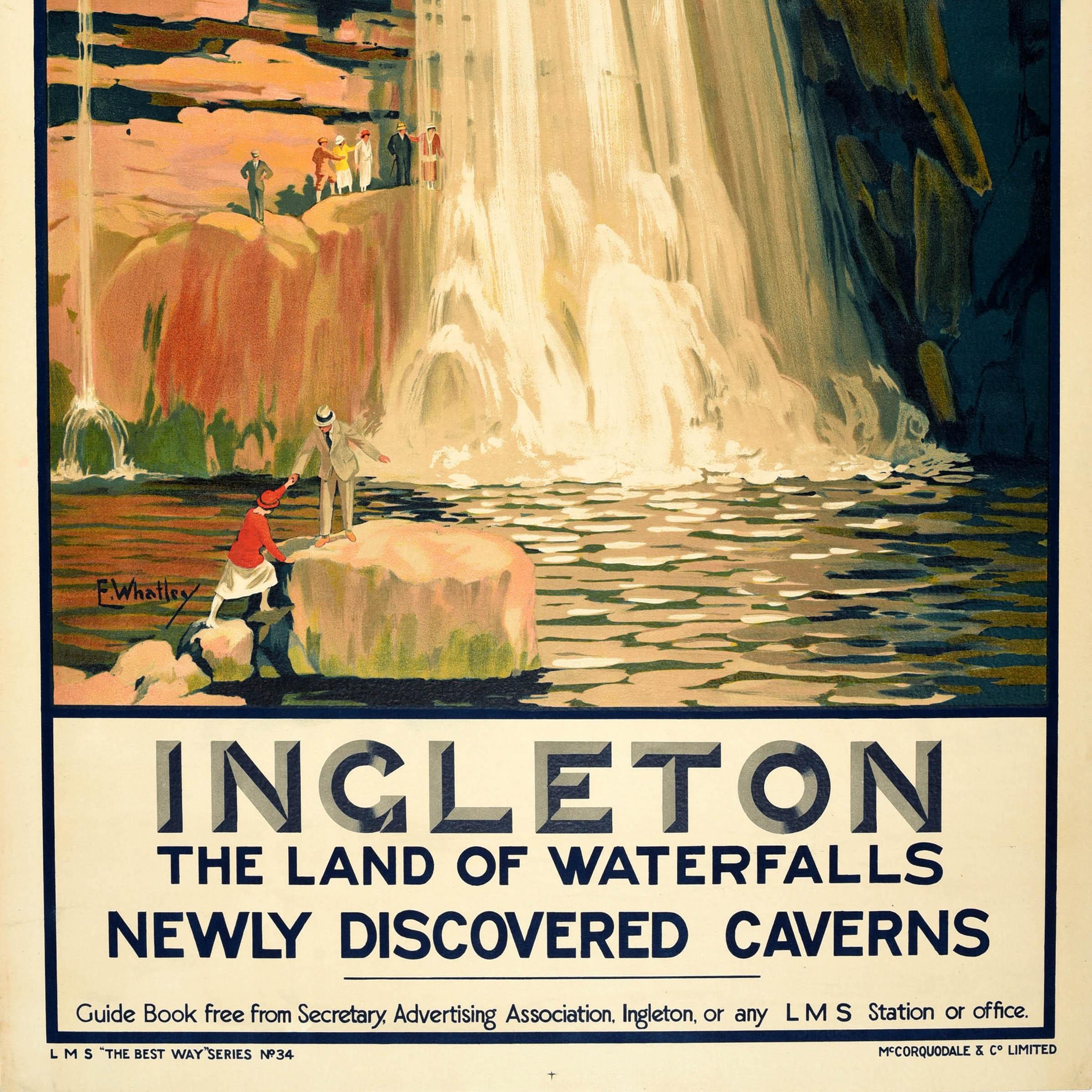Original Vintage Railway Travel Poster Ingleton Land Of Waterfalls LMS Whatley - Beige Print by Unknown
