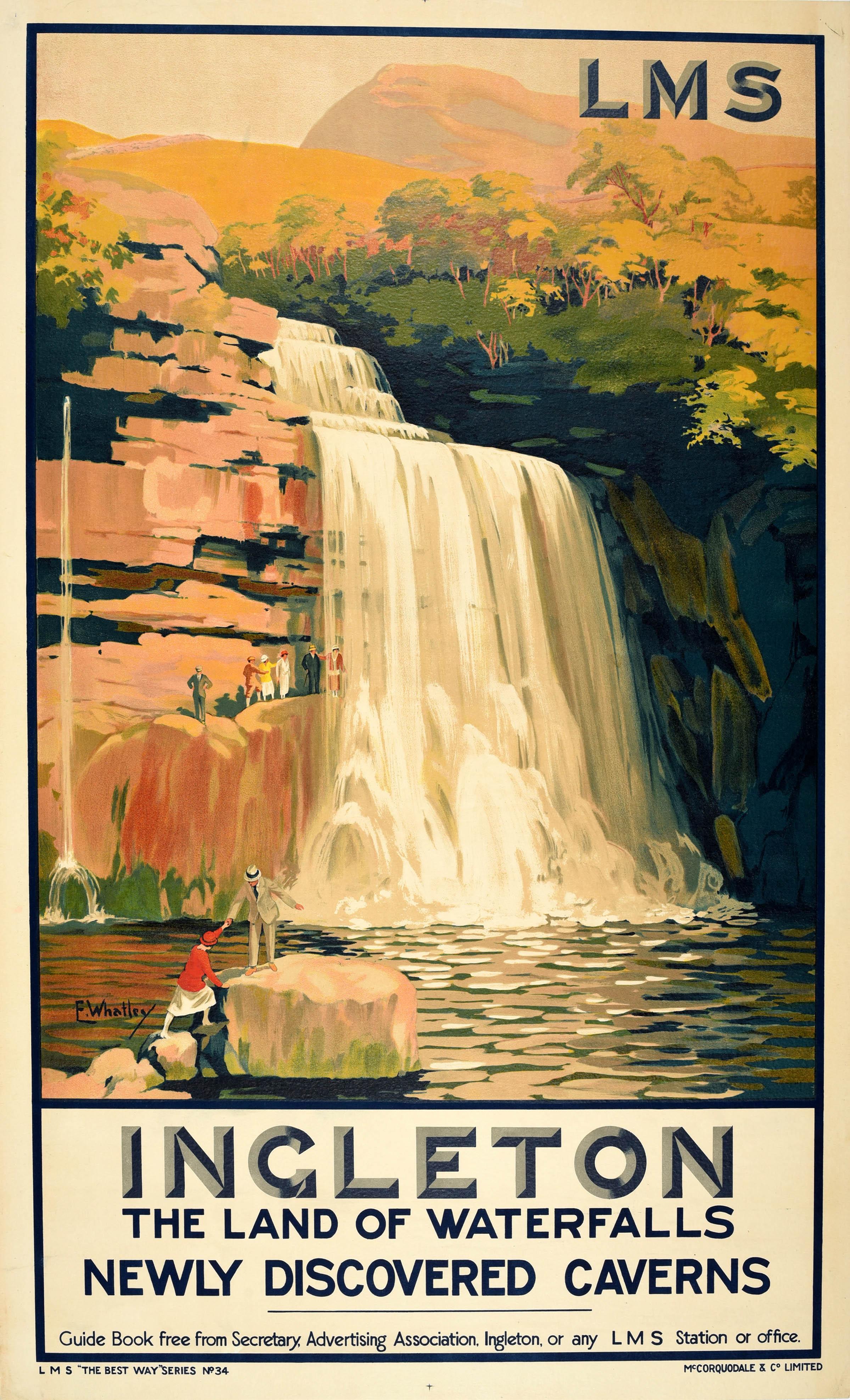 Unknown Print - Original Vintage Railway Travel Poster Ingleton Land Of Waterfalls LMS Whatley