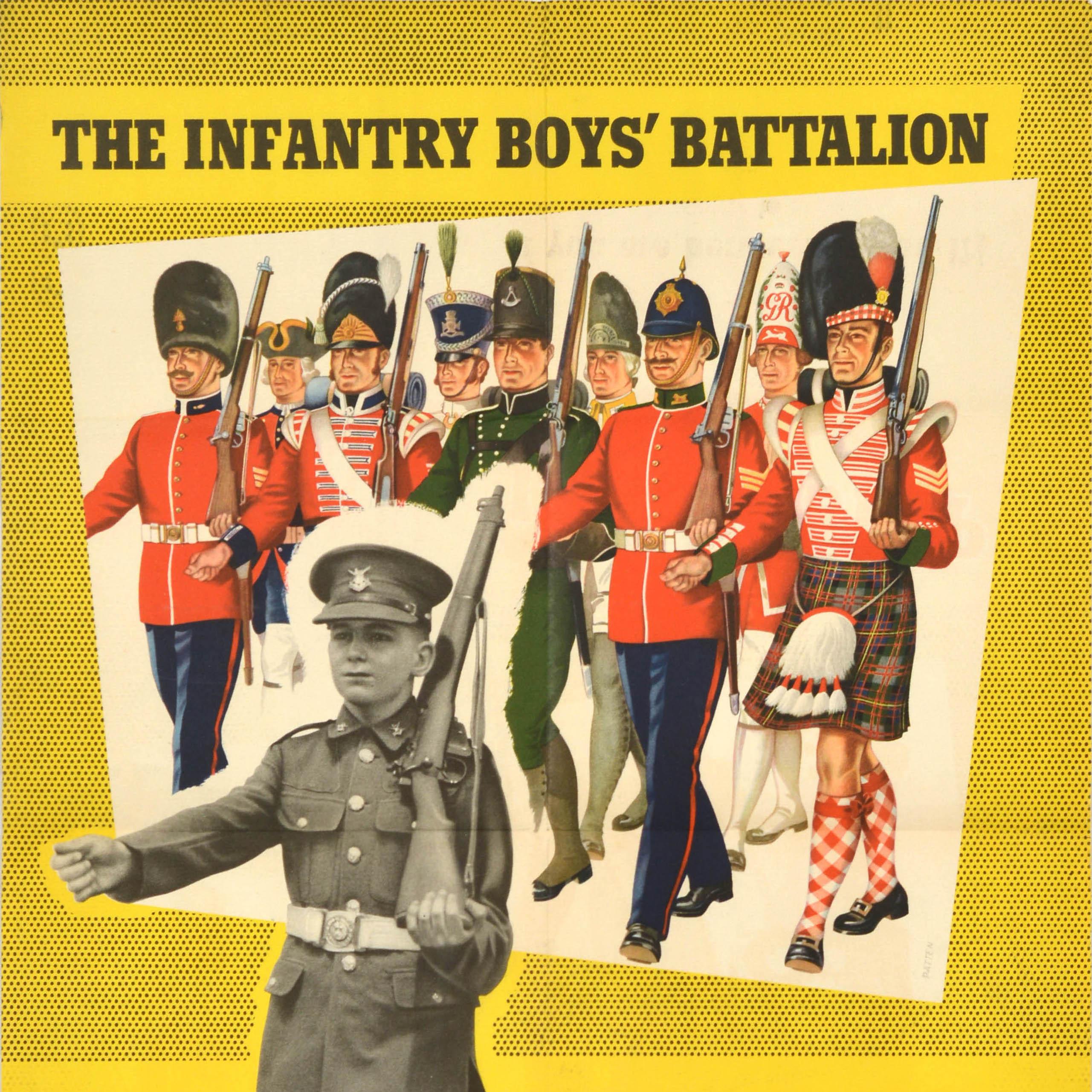 Original Vintage Recruitment Poster Infantry Boys Battalion Path To Leadership - Yellow Print by Unknown