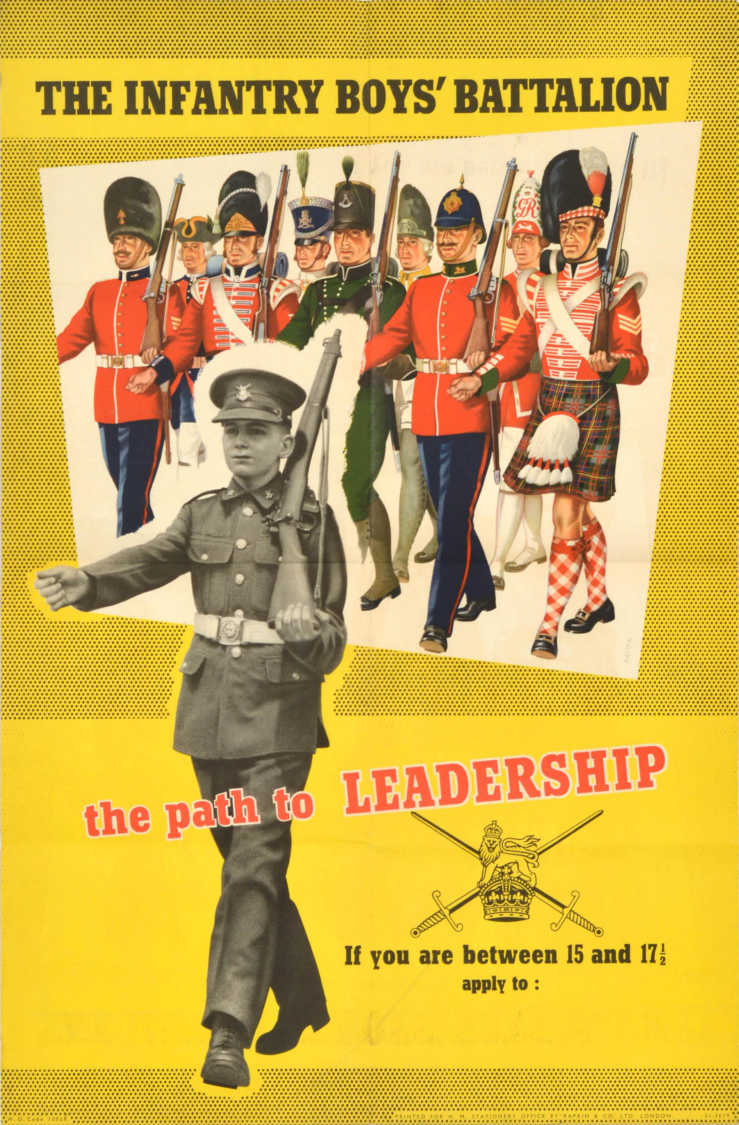 Unknown Print - Original Vintage Recruitment Poster Infantry Boys Battalion Path To Leadership
