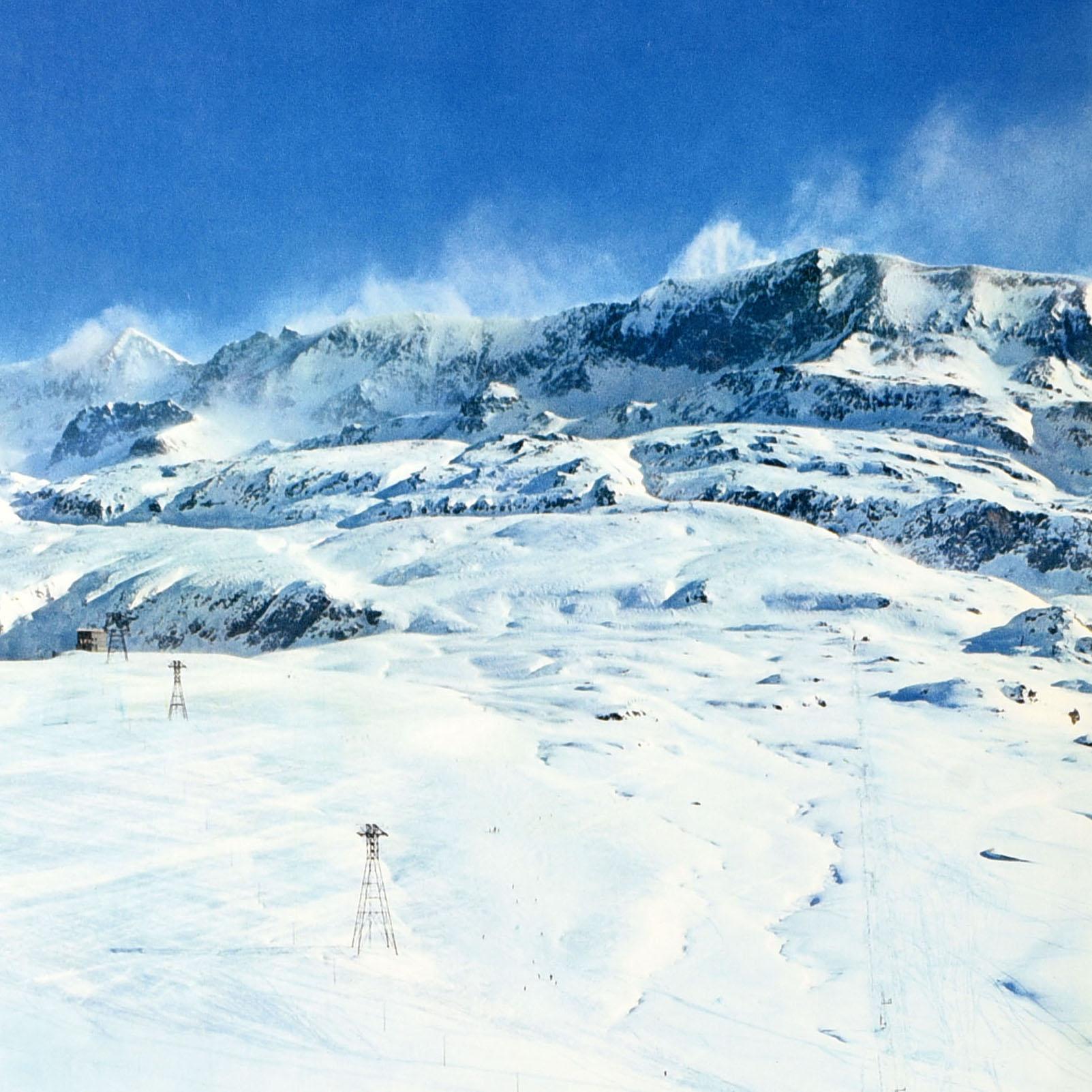 Poster di viaggio originale d'epoca sullo sci Francia Sport Invernali Alpi Alpe dHuez Isere - Print di Unknown