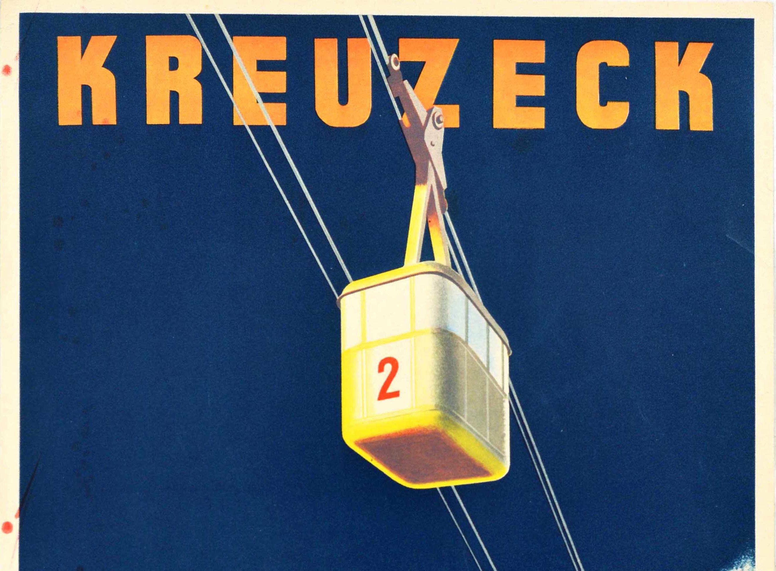 Affiche de voyage vintage originale de ski d'hiver Kreuzeck Garmisch Partenkirchen - Art déco Print par Unknown