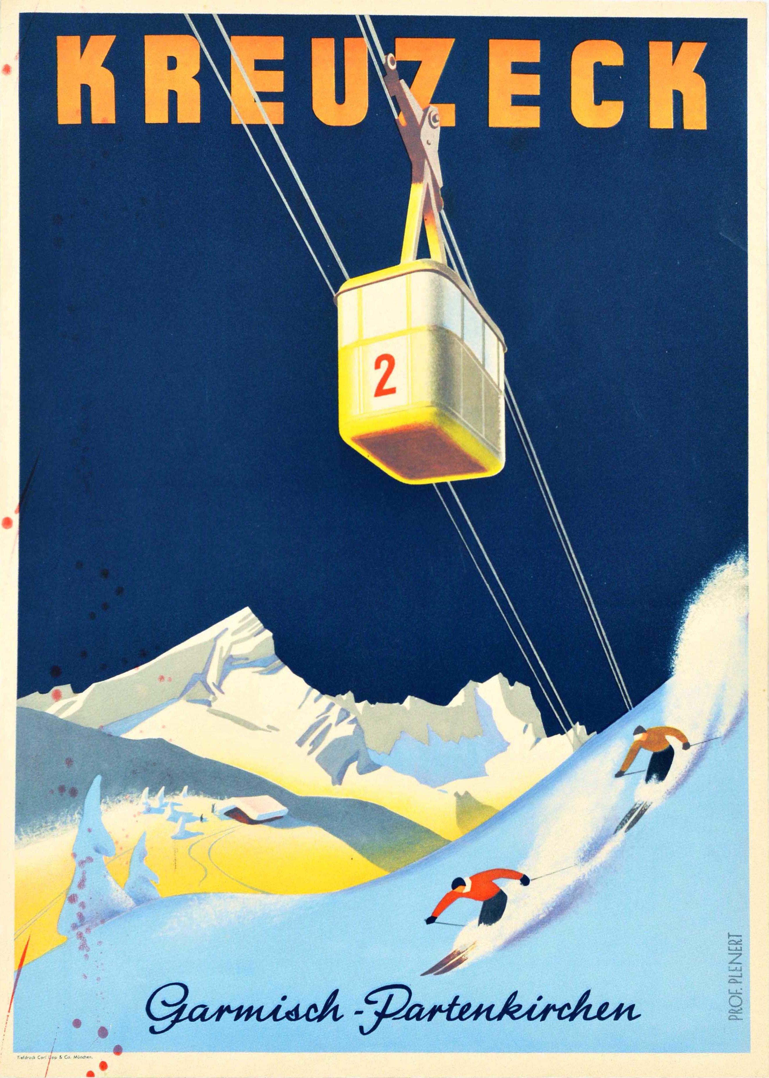 Print Unknown - Affiche de voyage vintage originale de ski d'hiver Kreuzeck Garmisch Partenkirchen