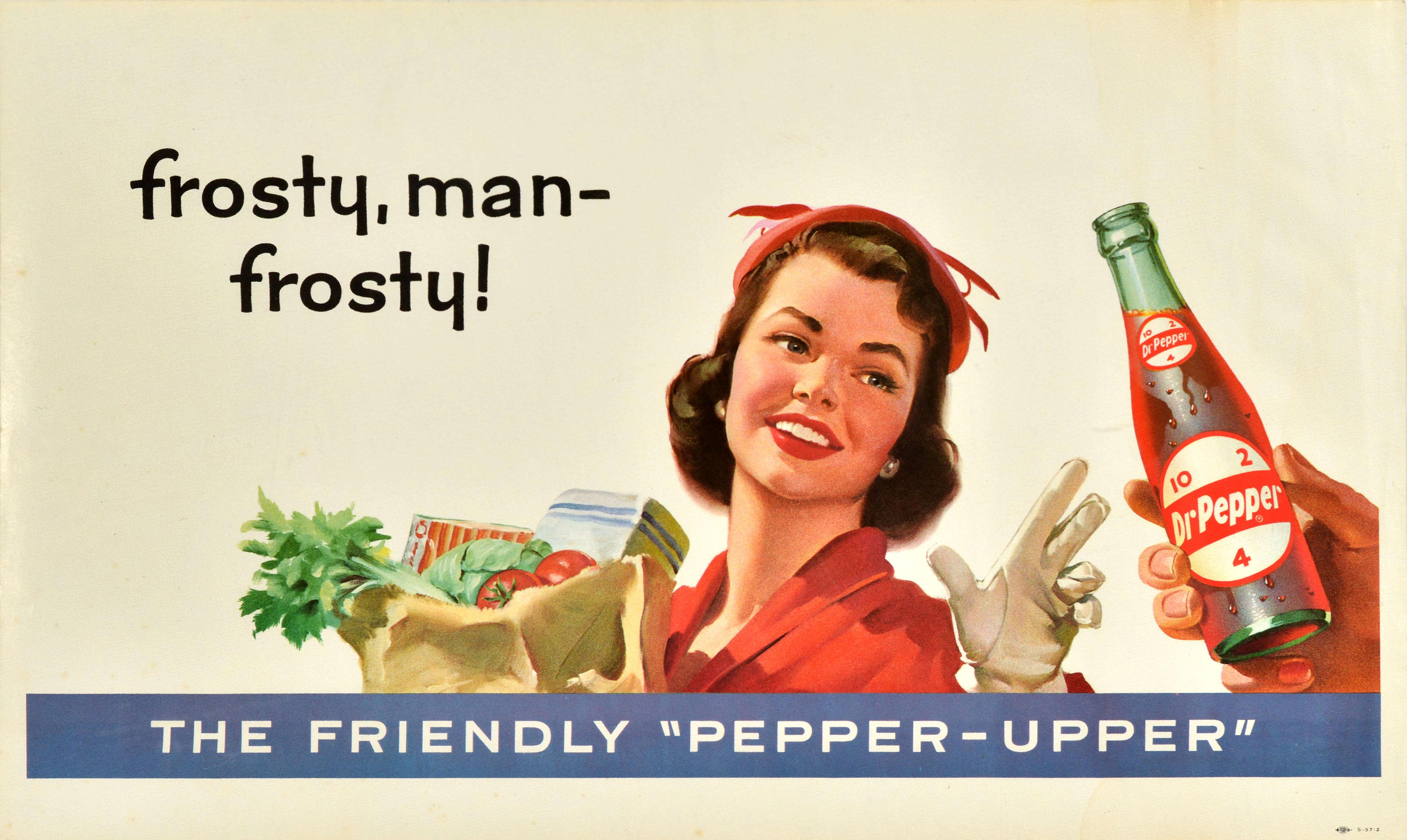 Unknown Print - Original Vintage Soft Drink Advertising Poster Dr Pepper Frosty Man Soda Pop