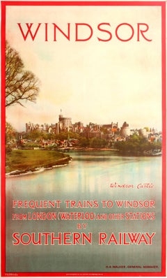 Original Vintage Southern Railway Travel Poster Featuring Windsor Castle England Original Antique Southern Railway Travel Poster Featuring Windsor Castle England