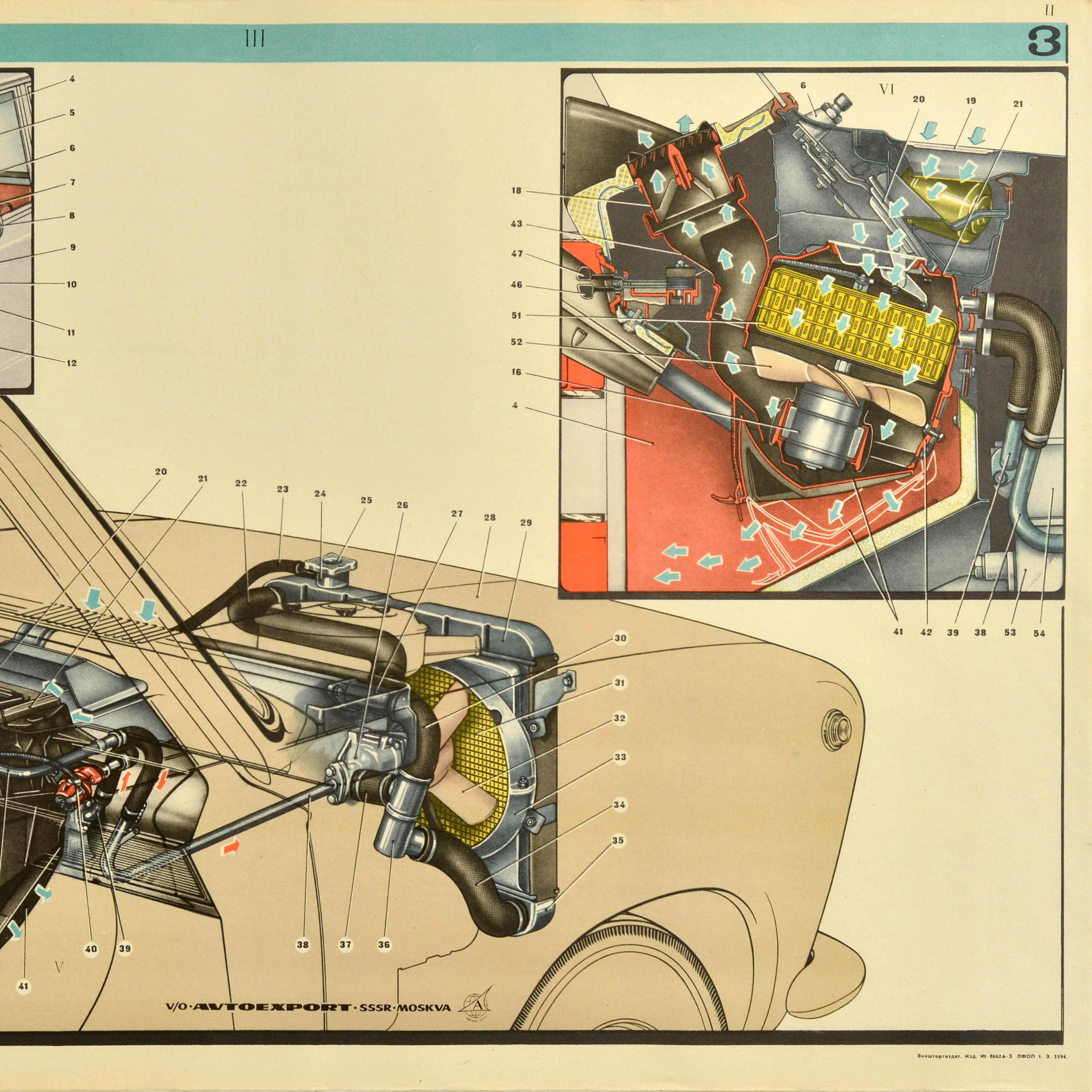 Original Vintage Soviet Advertising Poster Lada Car AvtoVAZ Engine USSR Moscow For Sale 1