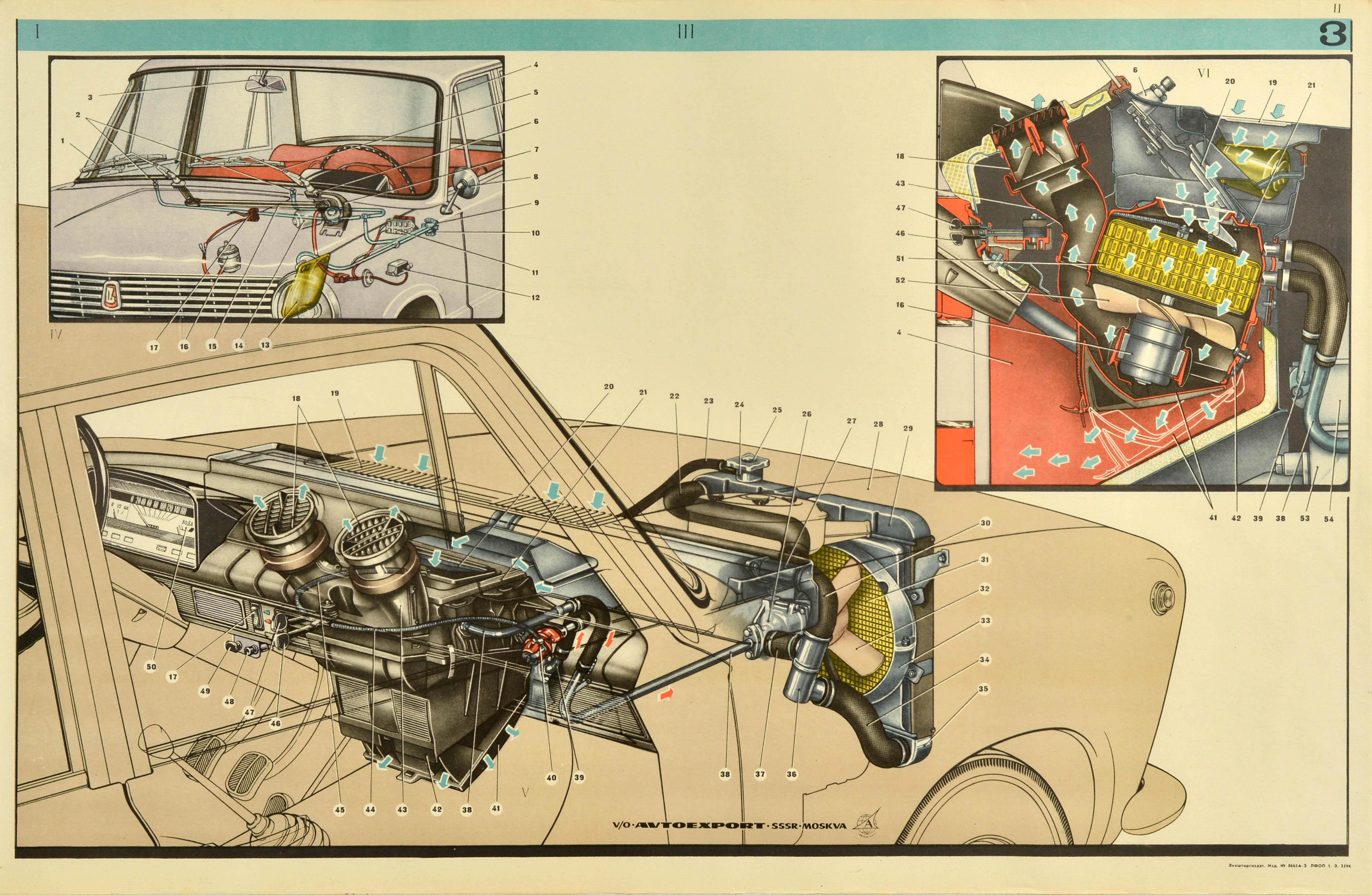 Print de Unknown - Cartel Publicitario Original Vintage Soviético Coche Lada Motor AvtoVAZ URSS Moscú