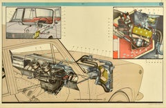 Cartel Publicitario Original Vintage Soviético Coche Lada Motor AvtoVAZ URSS Moscú