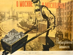 Original Vintage Soviet Film Poster Moscow And Moscovites Documentary USSR