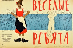 Original Used Soviet Musical Comedy Movie Poster Jolly Fellows Jazz Music