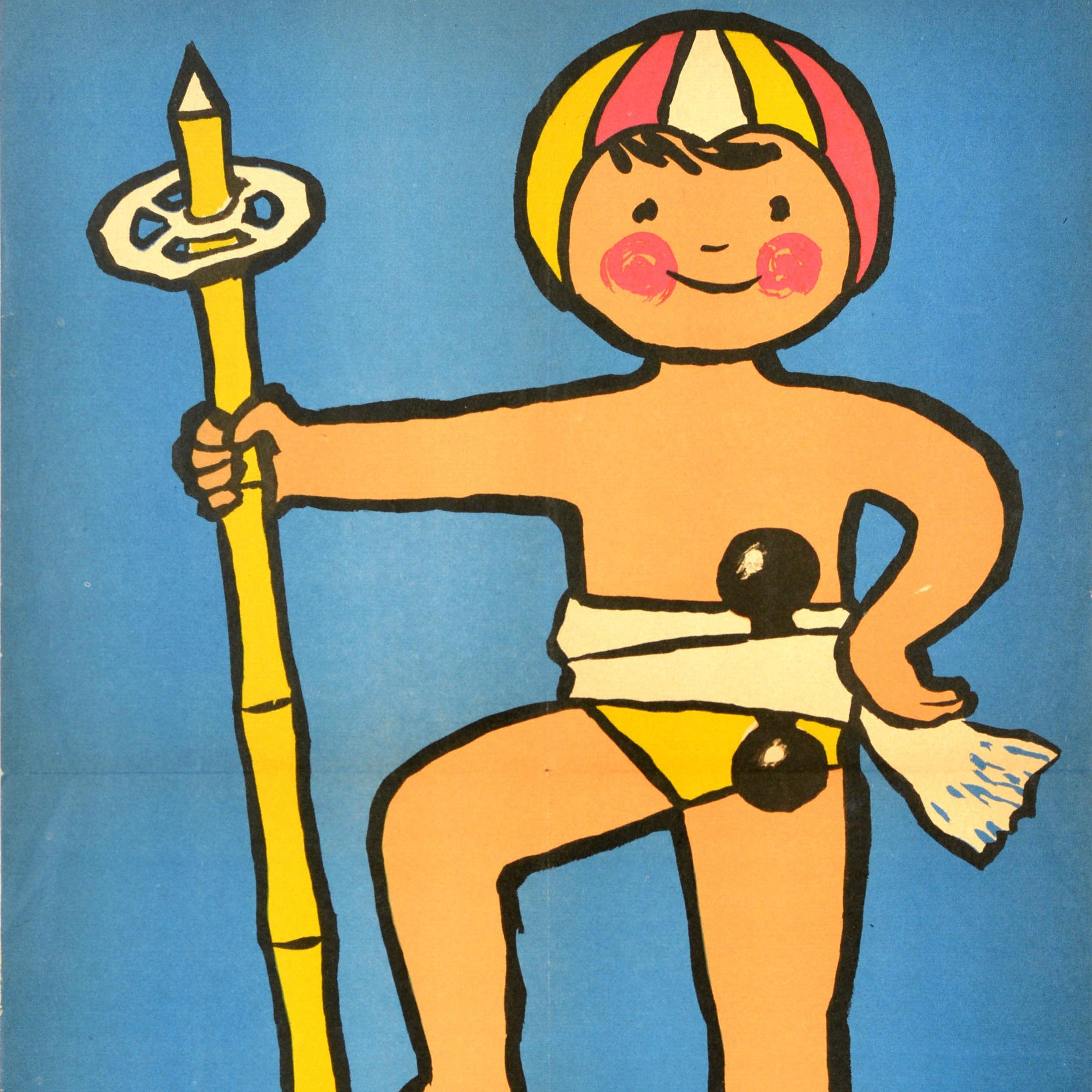 Originales sowjetisches Propagandaplakat Cold Training, Gesundheitszustand, UdSSR, Vintage (Blau), Print, von Unknown