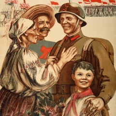Original Vintage Soviet Propaganda Poster Long Live The Red Army USSR Stalin