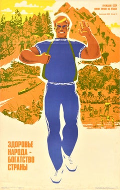 Original Vintage Soviet Propaganda Poster People Health Wealth Of Country USSR