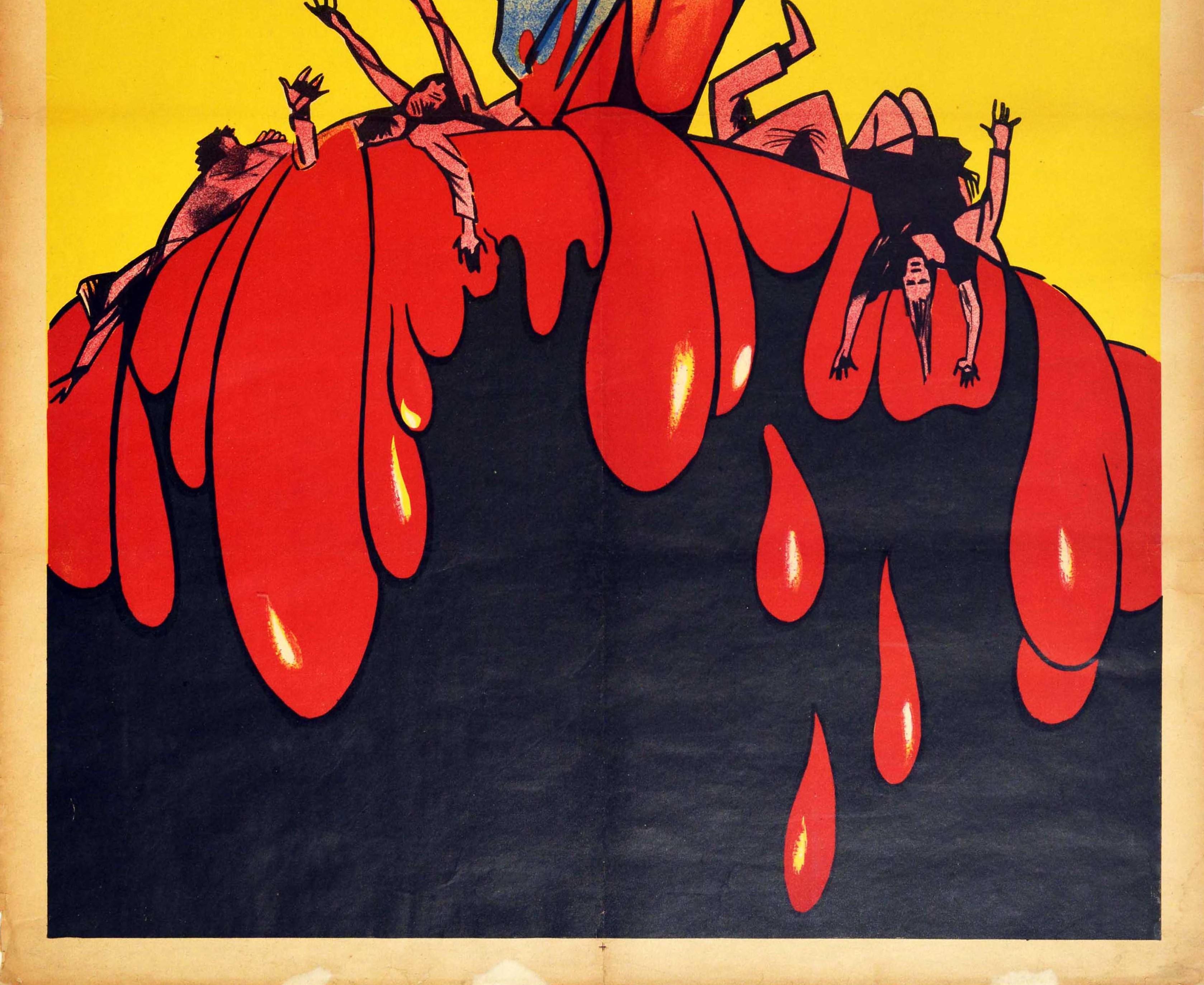 Original Vintage-Poster, Spanisches Bürgerkriegsplakat, El Monstruo Ruso, Das russische Monster (Gelb), Print, von Unknown