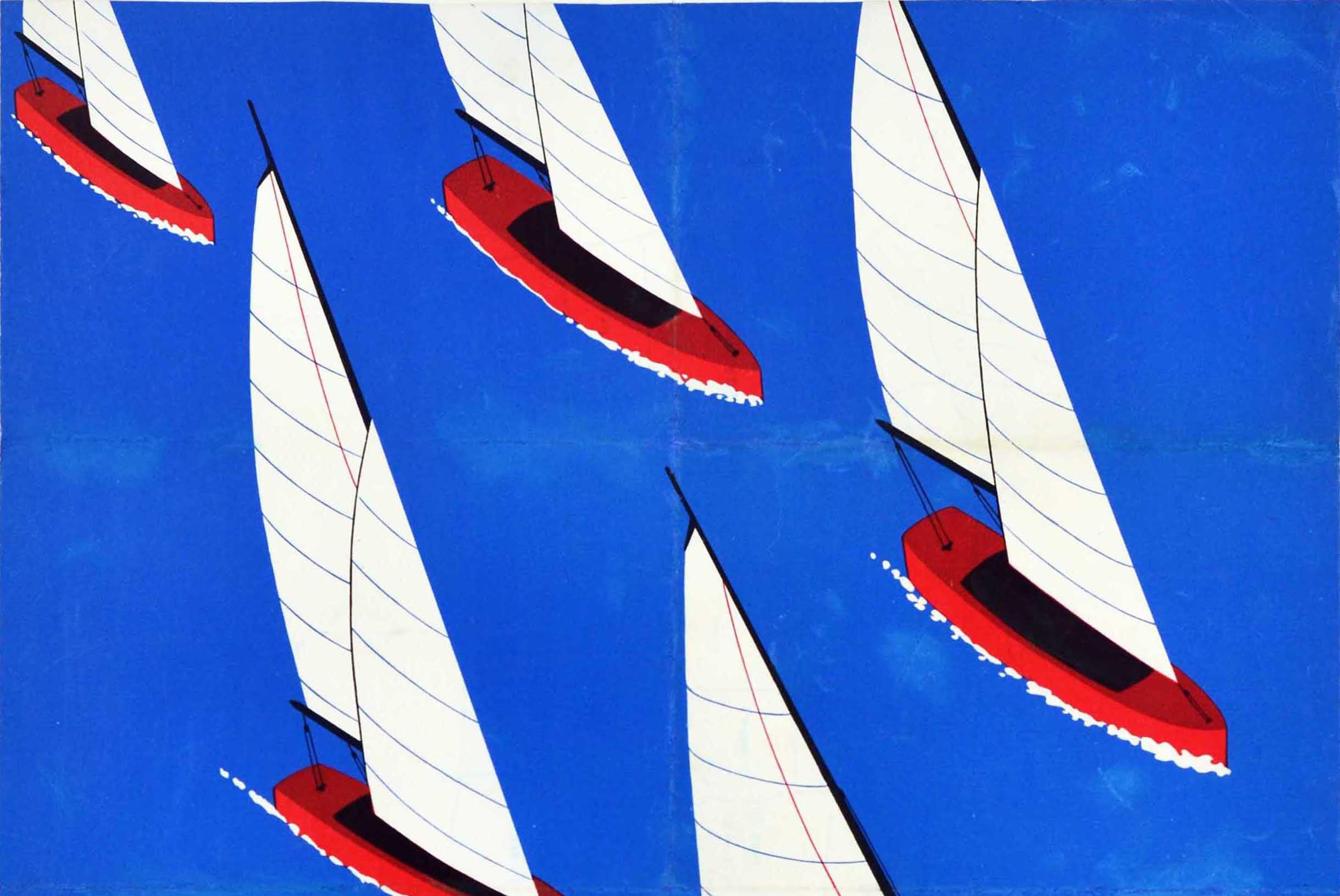 Poster originale d'epoca sugli sport acquatici Snipe Sailing Regatta Cadiz Spagna - Print di Unknown