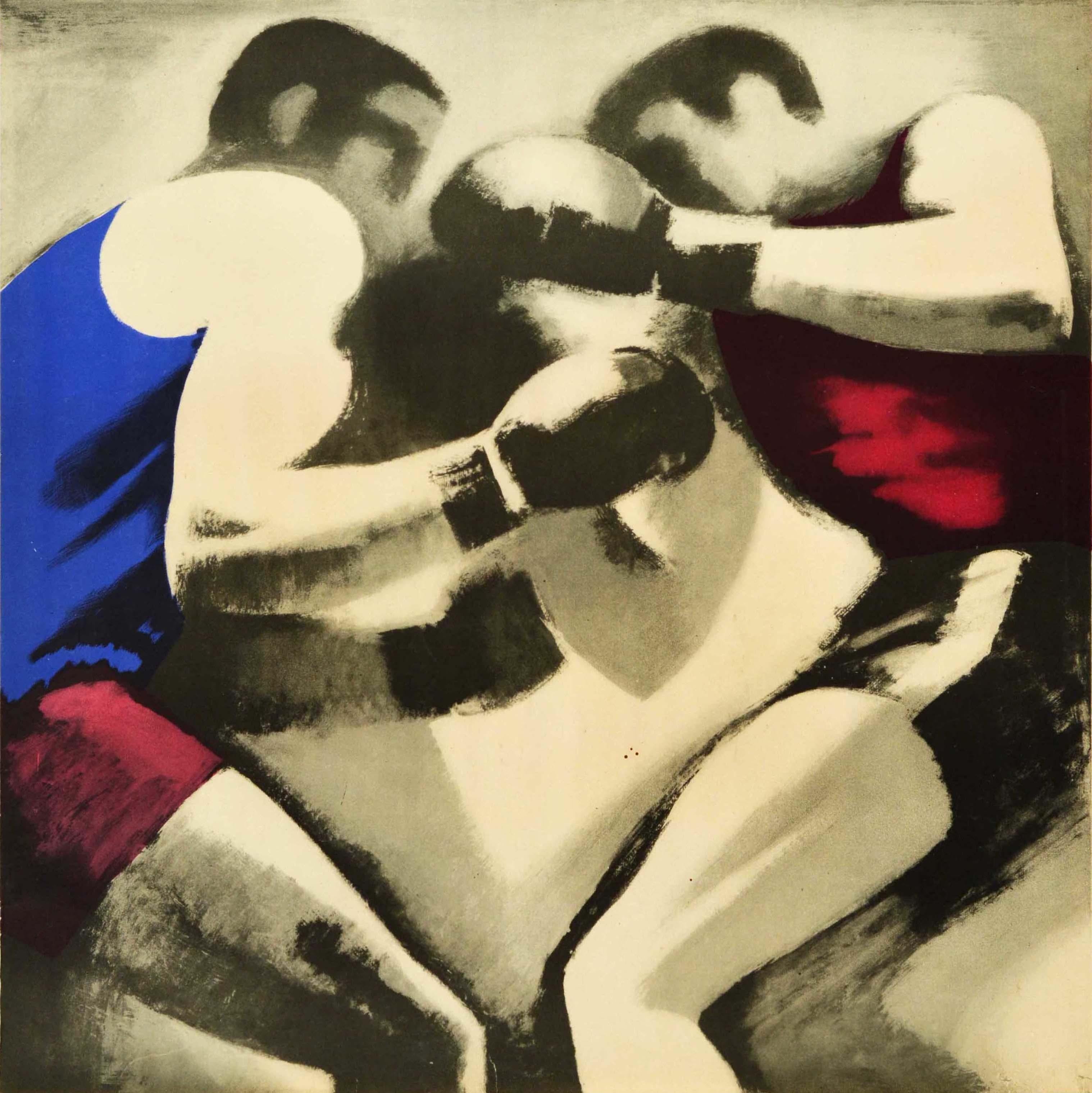 Original Vintage Sport Poster Boxing Youth Student Festival Sofia Bulgaria - Print by Unknown