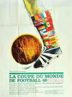 Original Vintage Sport Poster La Coupe Du Monde De Football World Cup 1966 FIFA