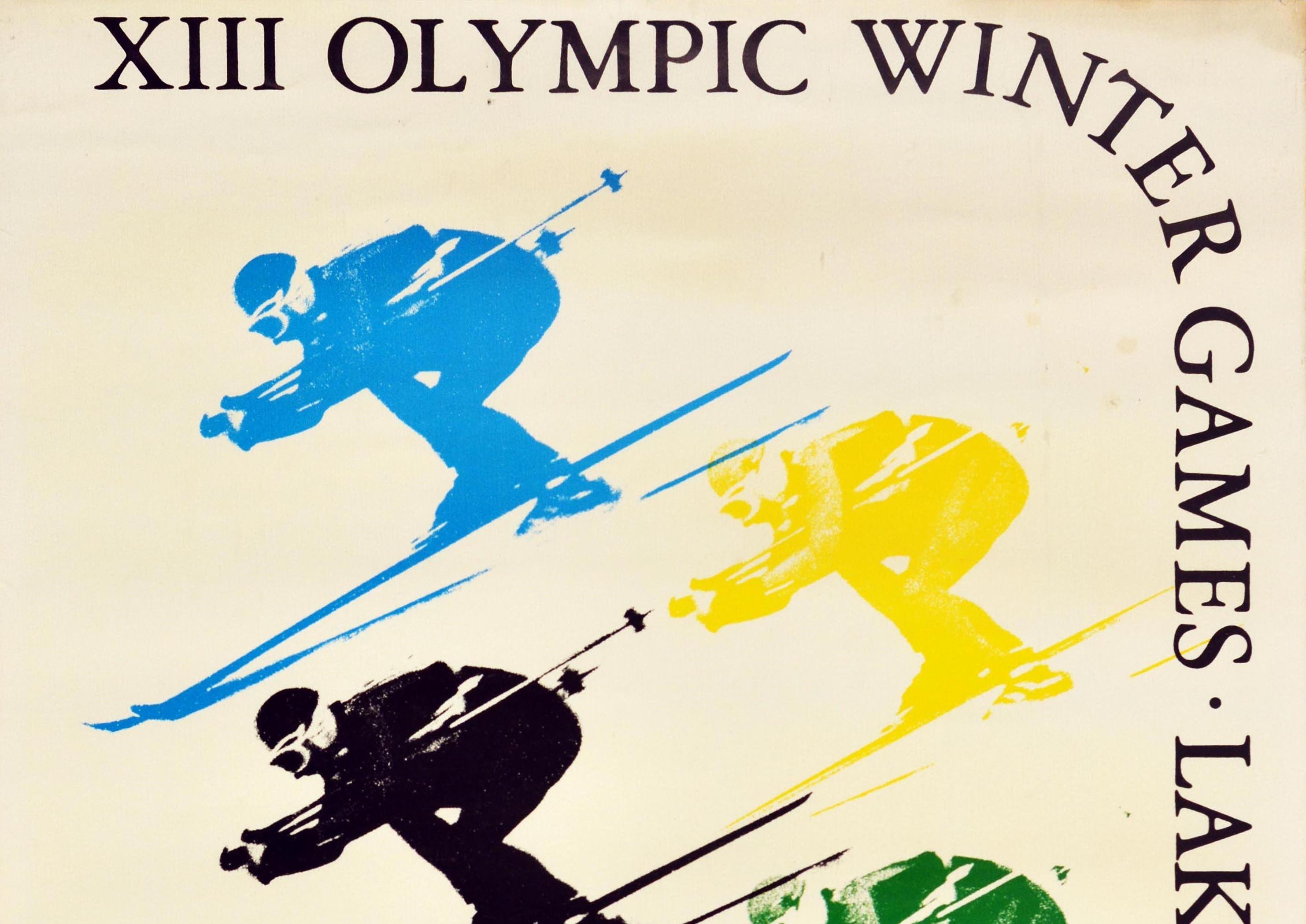 Original Vintage Sport Poster Lake Placid 1980 Winter Olympic Games Skiing USA - Print by Unknown