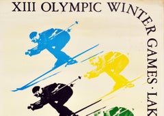 Original Vintage Sport Poster Lake Placid 1980 Winter Olympic Games Skiing USA
