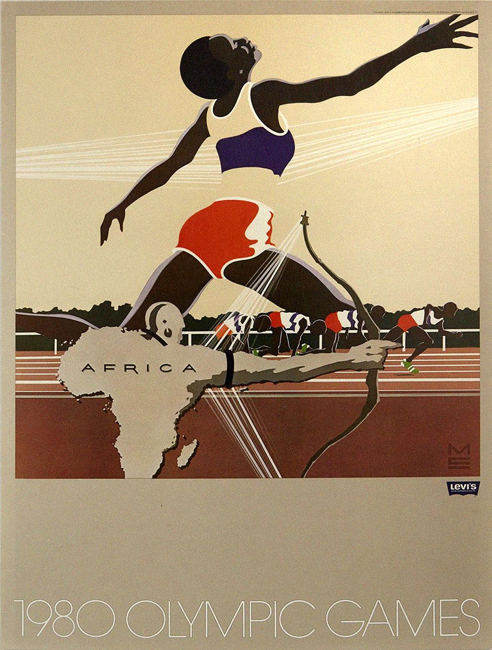 Print Unknown - Affiche sportive originale de Levi's Moscou des Jeux olympiques de 1980 en Afrique