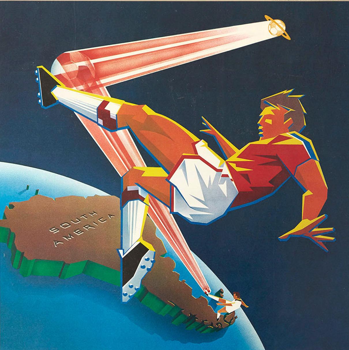 Poster sportivo originale d'epoca Levi's Mosca 1980 Giochi Olimpici Sud America - Print di Unknown