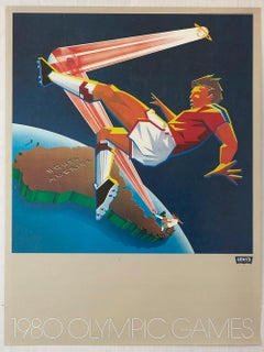 Original Vintage Sport Poster Levi's Moscow '80 Olympic Games S America Football