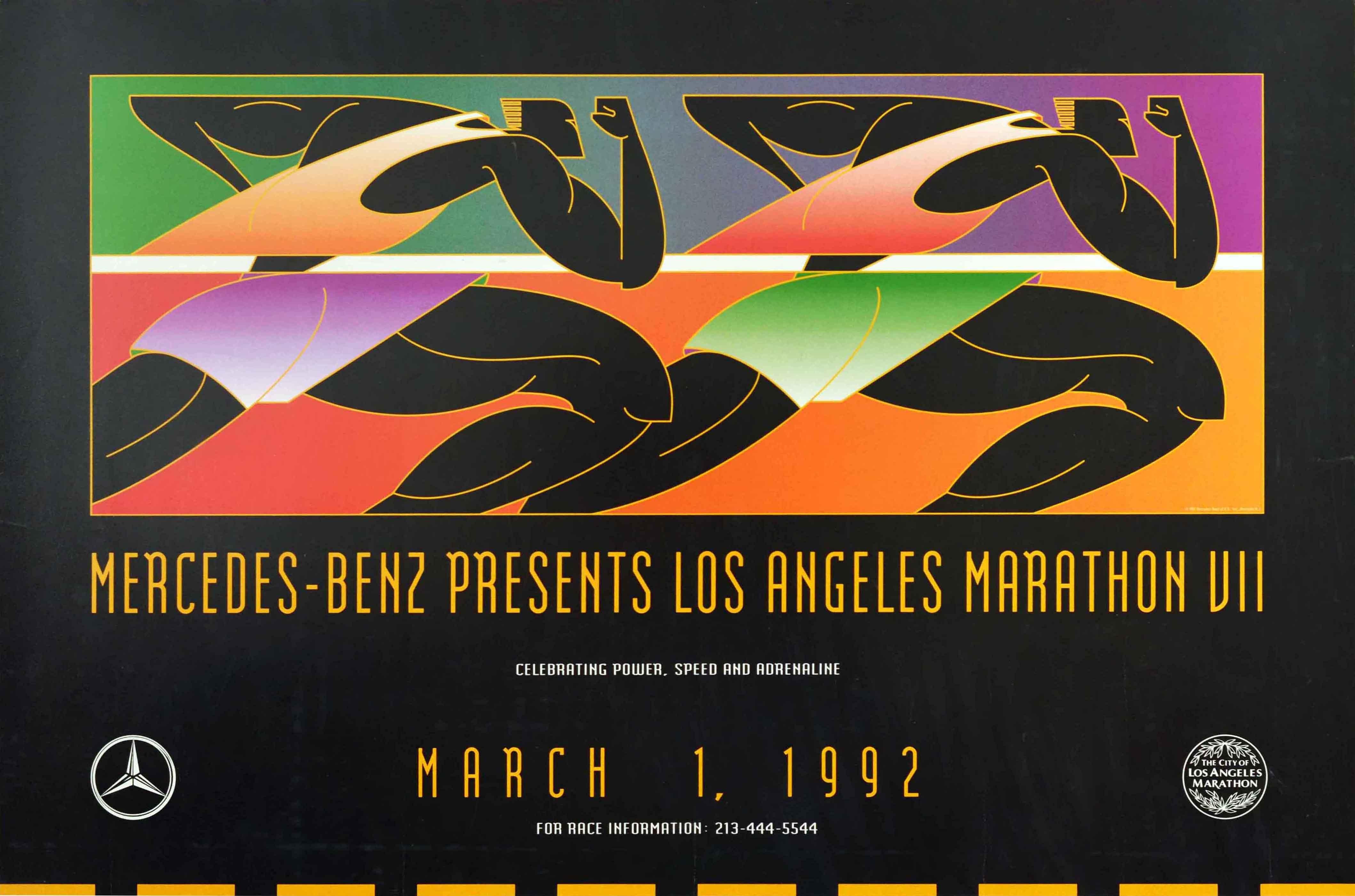 Unknown Print - Original Vintage Sport Poster Los Angeles Marathon 1992 Mercedes Benz Race Event