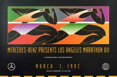Original Vintage Sport Poster Los Angeles Marathon 1992 Mercedes Benz Race Event