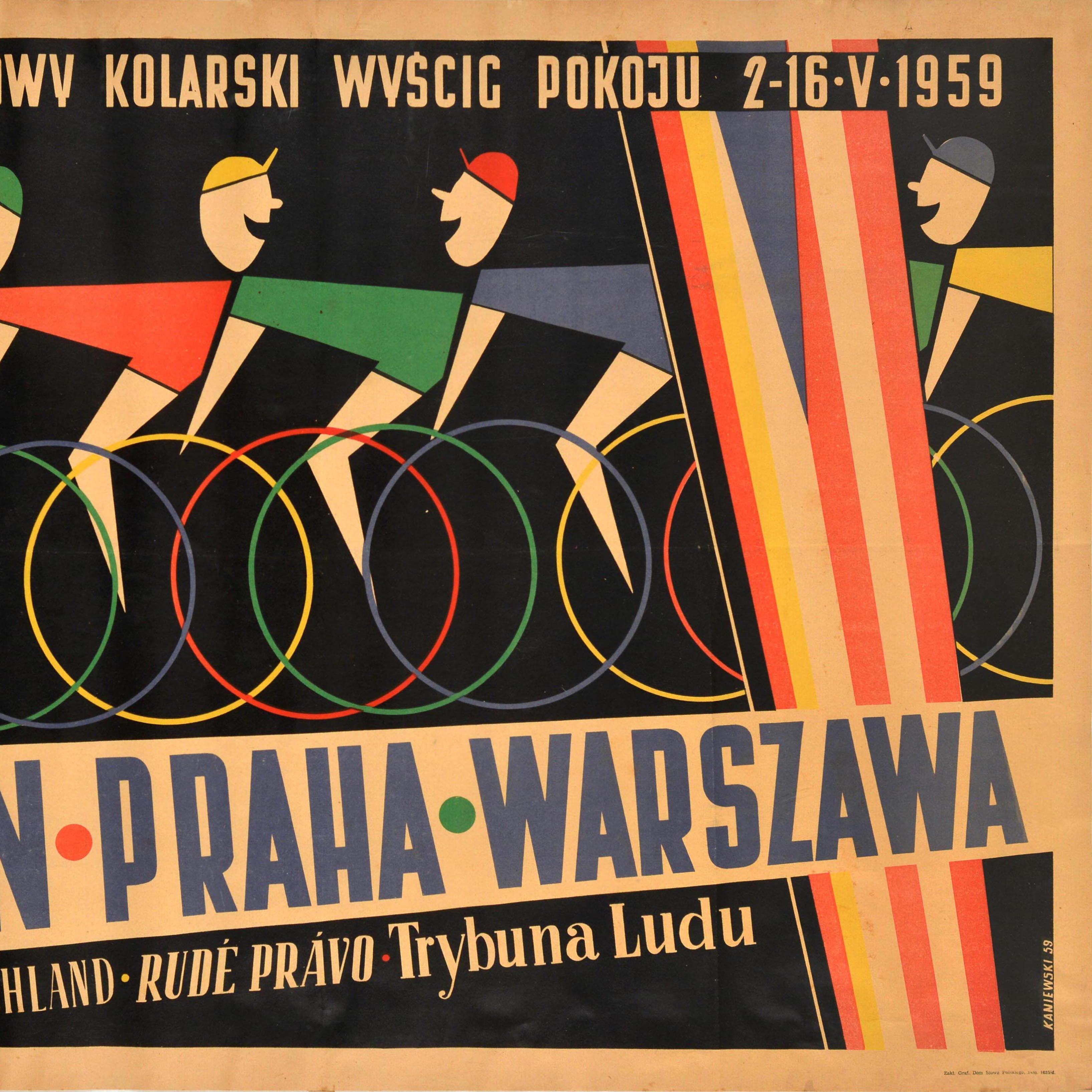 Original Vintage Sport Poster Peace Race 1959 Berlin Prague Warsaw Kaniewski 1