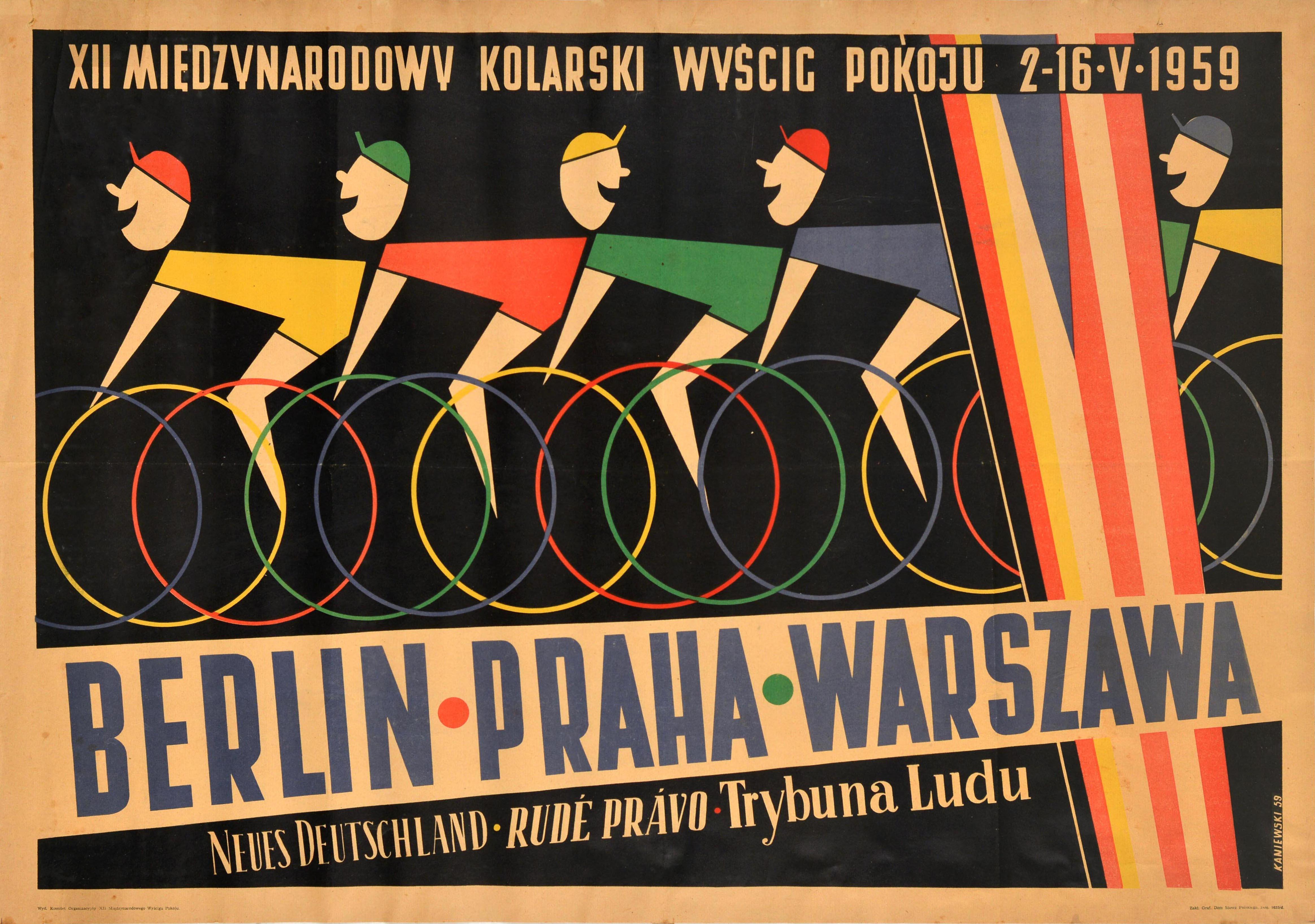 Unknown Print - Original Vintage Sport Poster Peace Race 1959 Berlin Prague Warsaw Kaniewski