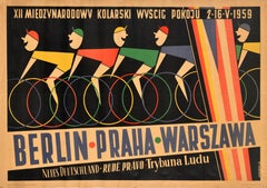 Original Vintage Sport Poster Peace Race 1959 Berlin Prague Warsaw Kaniewski