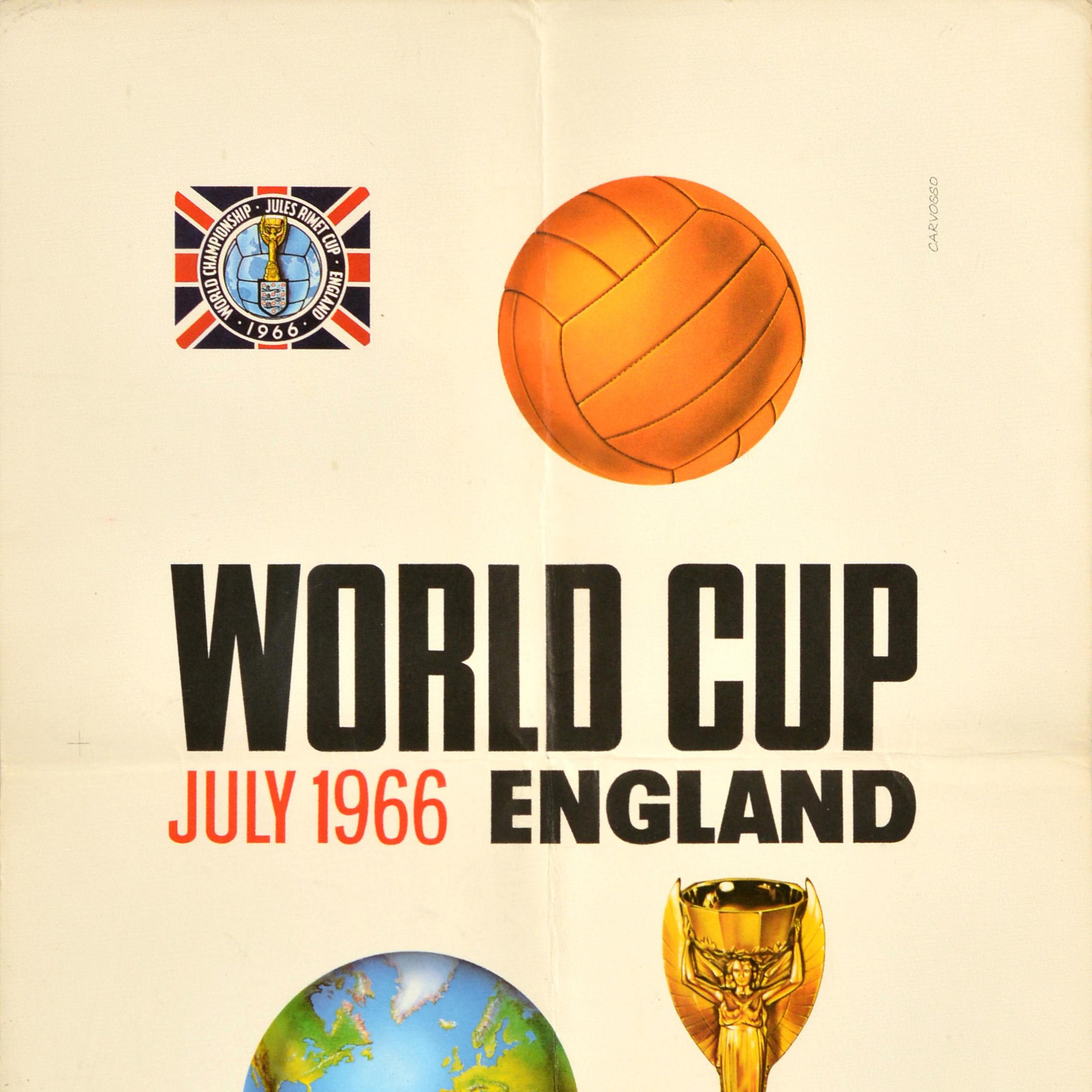 Original Vintage Sport Poster World Cup 1966 England Football Championship FIFA - Orange Print by Unknown