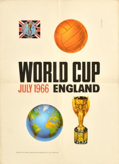 Original Vintage Sport Poster World Cup 1966 England Football Championship FIFA