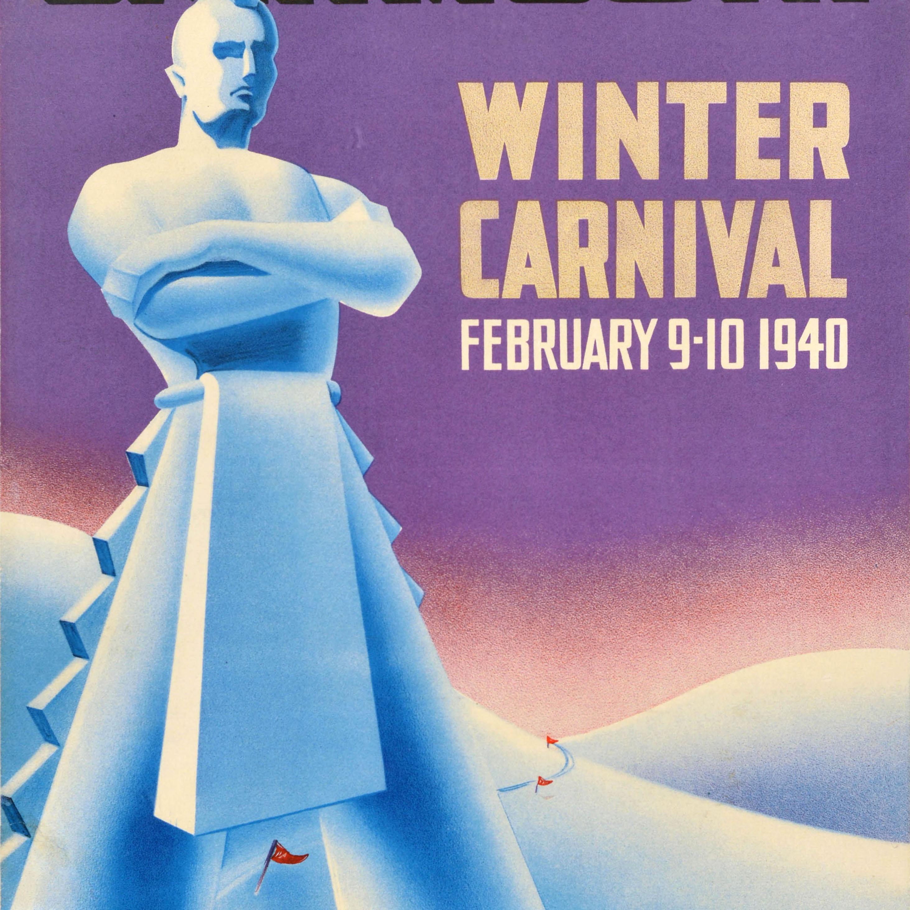 Póster Original Vintage Esquí Deportivo Carnaval de Invierno de Dartmouth 1940 Esquí EE.UU. - Print de Unknown