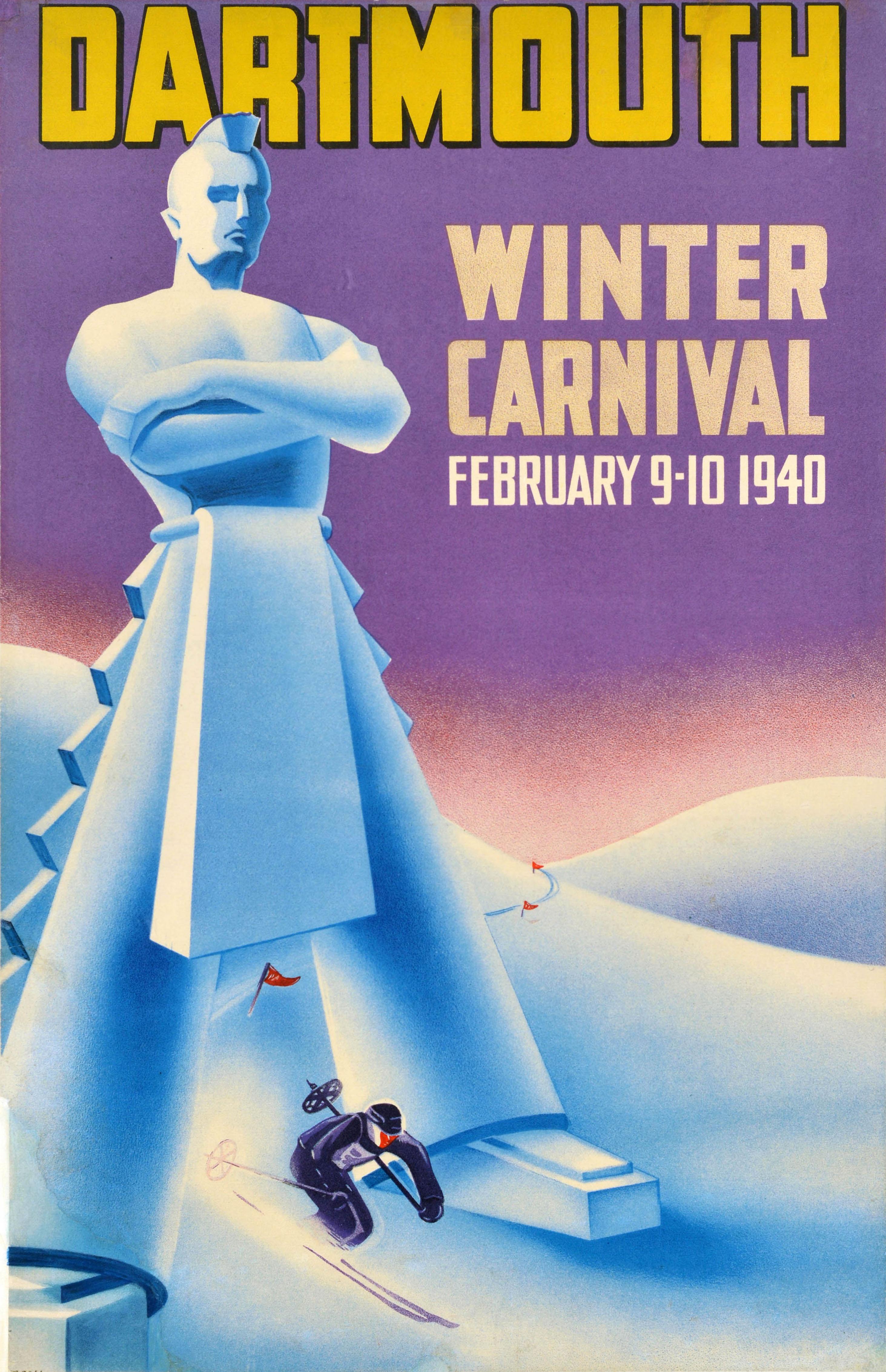 Print de Unknown - Póster Original Vintage Esquí Deportivo Carnaval de Invierno de Dartmouth 1940 Esquí EE.UU.