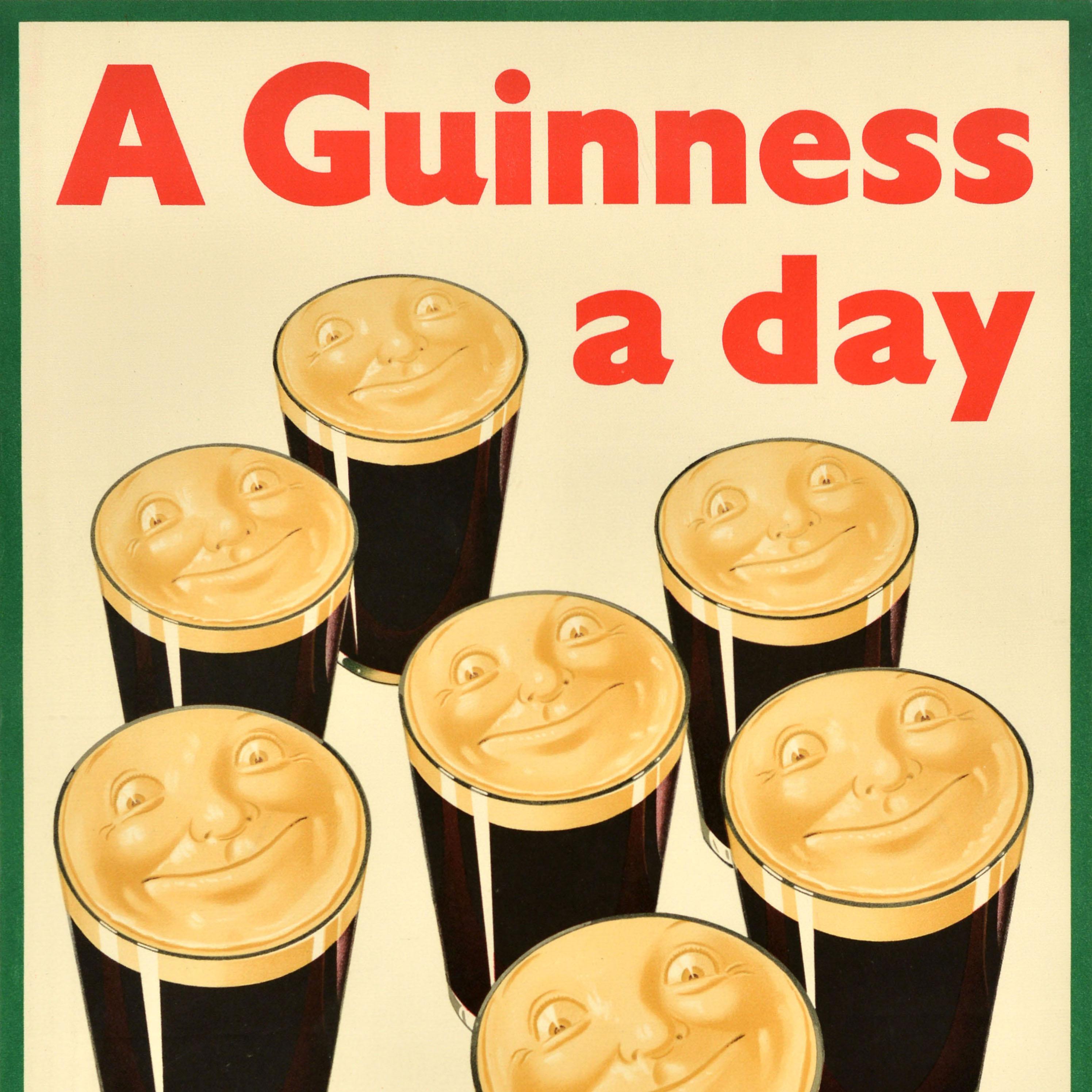 Poster pubblicitario originale della birra Stout d'epoca Guinness Un giorno fa bene - Print Arancia di Unknown