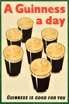 Original Vintage Stout Beer Advertising Poster Guinness A Day Is Good For You