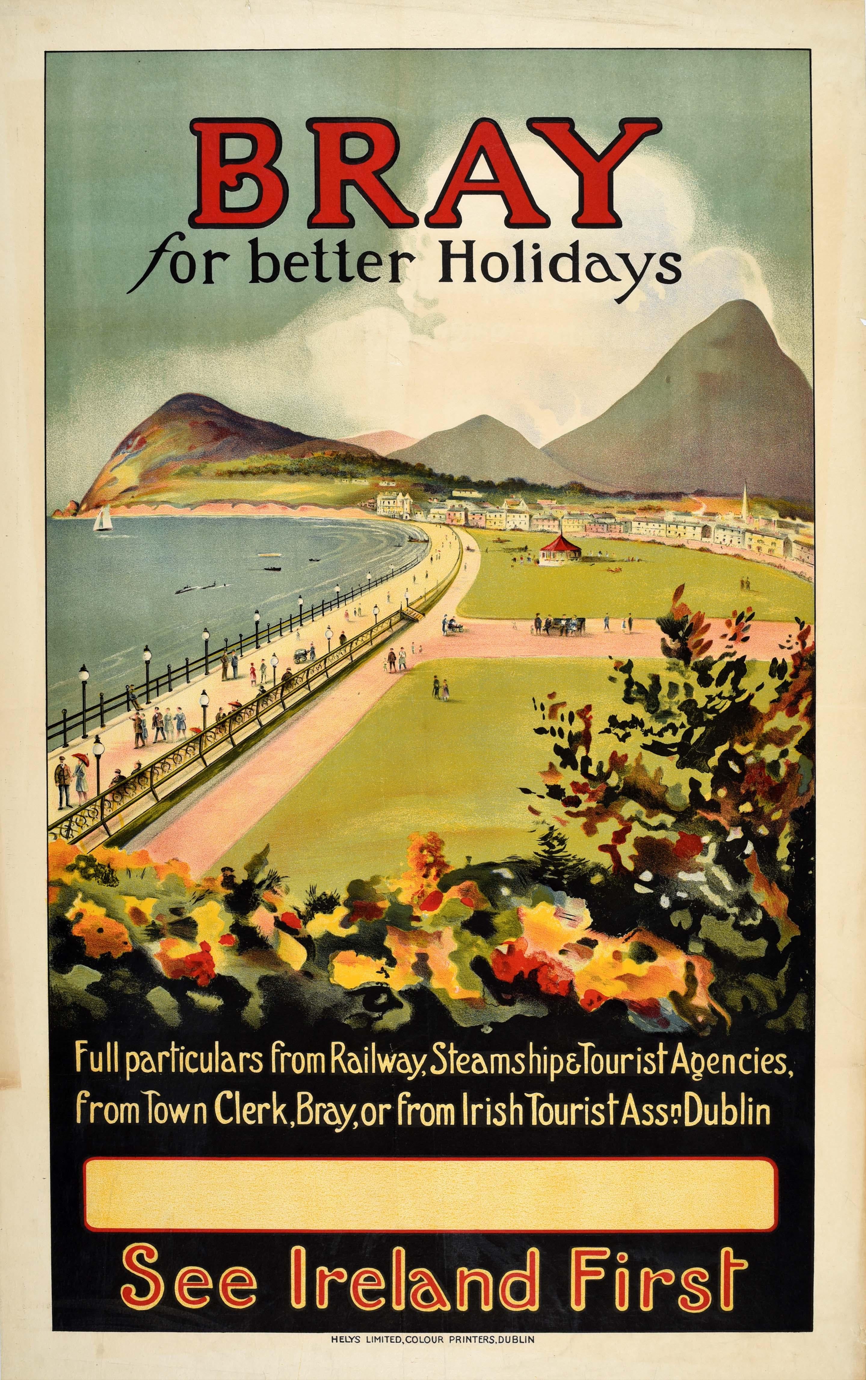 Unknown Print - Original Vintage Train Travel Poster Bray County Wicklow Ireland Better Holidays