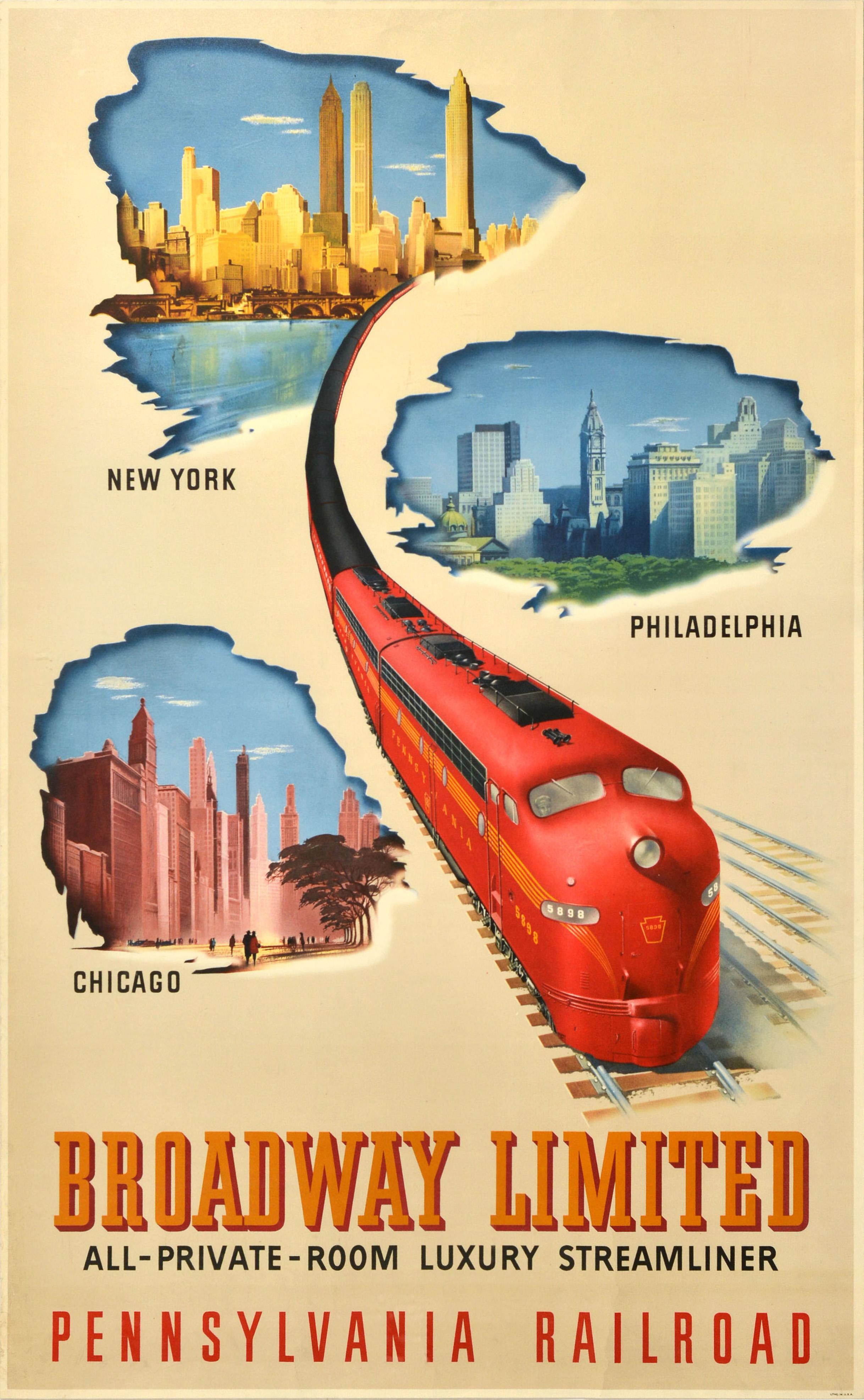 Print de Unknown - Original Vintage Cartel de viaje en tren Broadway Limited Pennsylvania Railroad EE.UU.