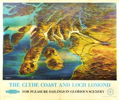 Original Vintage Train Travel Poster Clyde Coast Loch Lomond British Railways