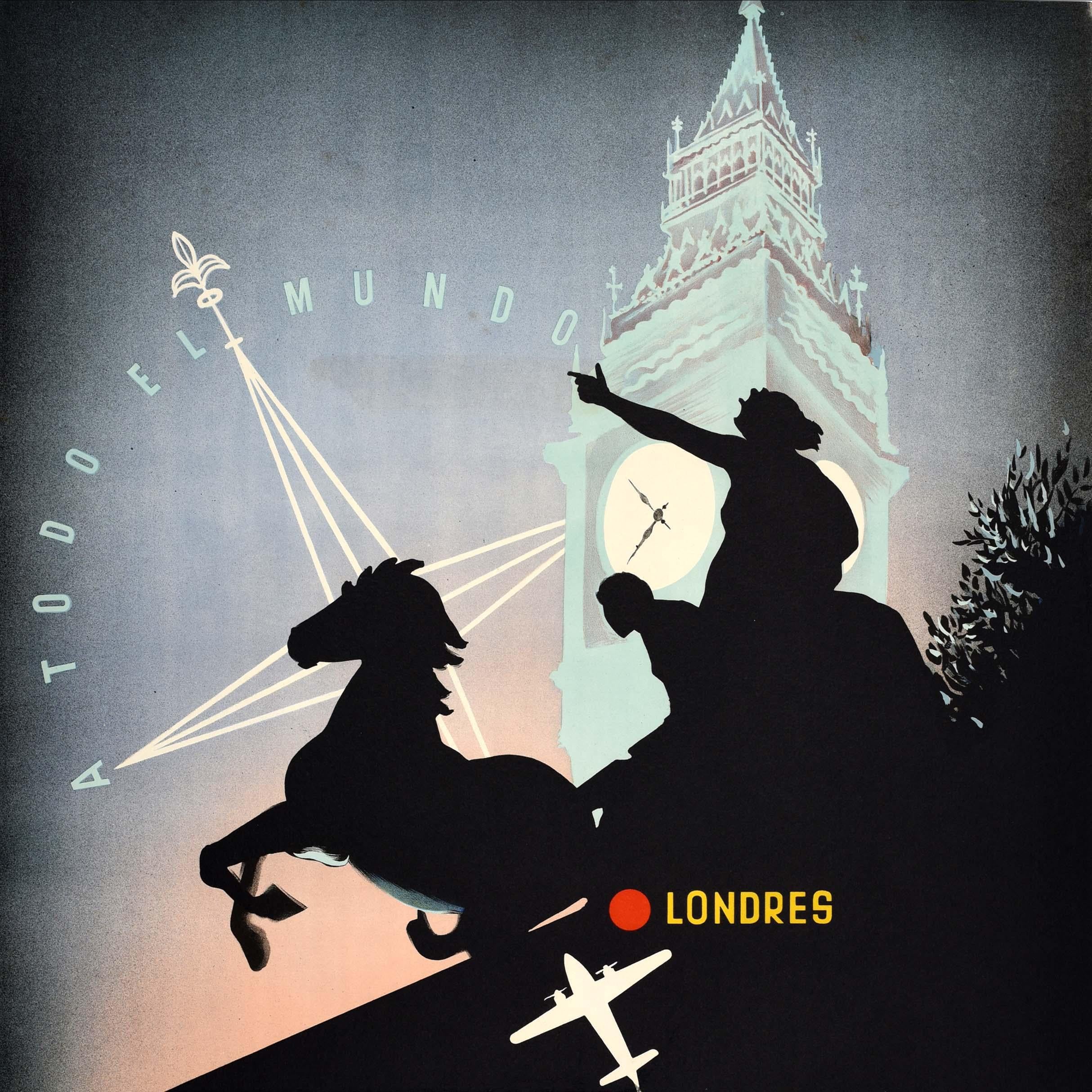 Original Vintage Travel Advertising Poster BEA Lineas Aereas Britanicas London - Print by Unknown