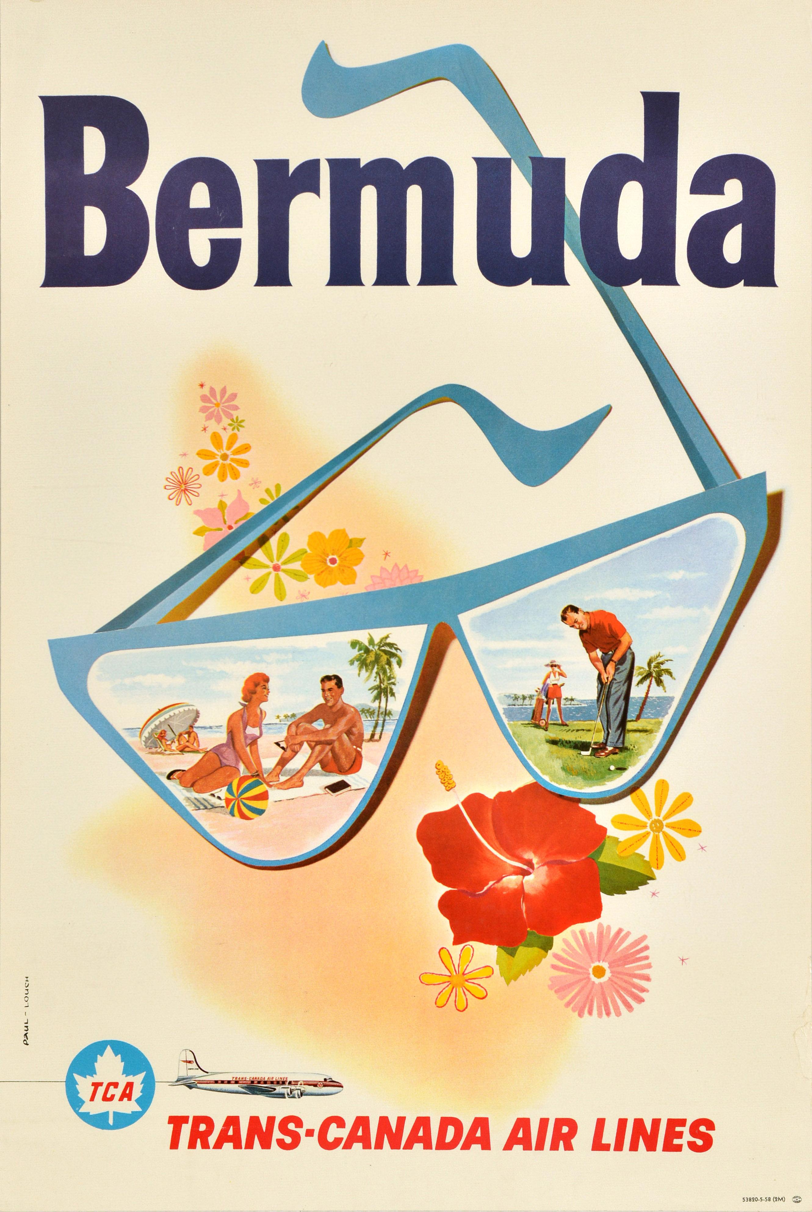 Print de Unknown - Original Vintage Cartel Publicitario de Viajes Bermudas Trans Canada Air Lines TCA
