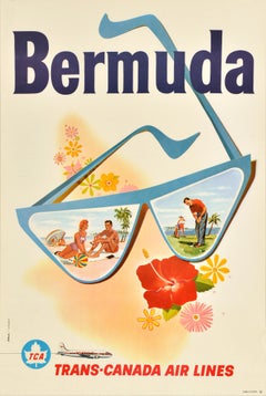 Original Vintage Travel Advertising Poster Bermuda Trans Canada Air Lines TCA