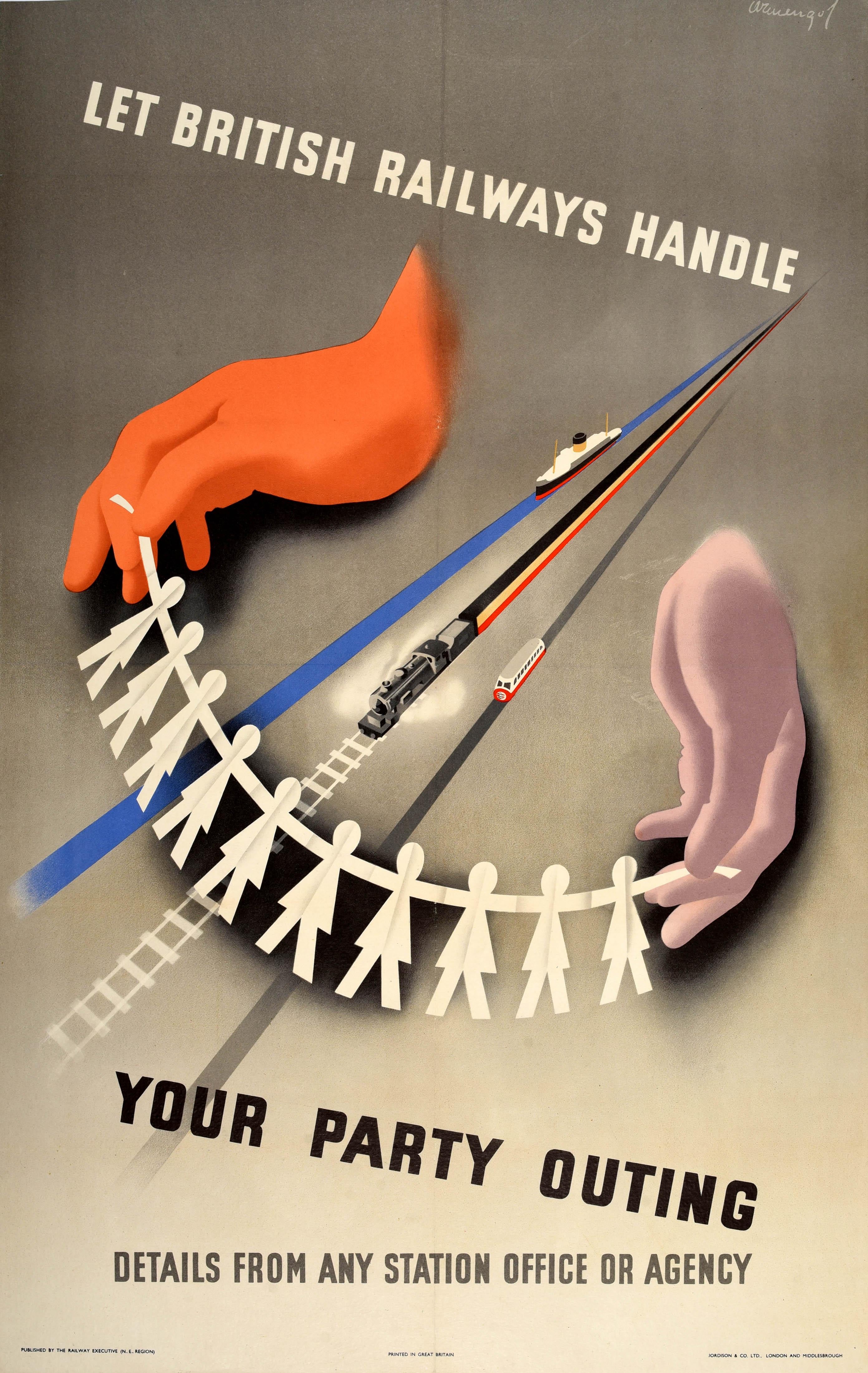 Unknown Print - Original Vintage Travel Advertising Poster British Railways Handle Party Outing 